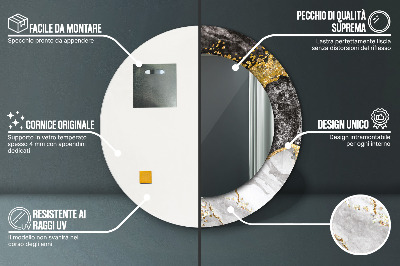 Dekorativ rund spegel Marmor och guld
