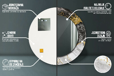 Dekorativ rund spegel Marmor och guld