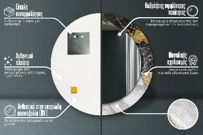 Dekorativ rund spegel Marmor och guld