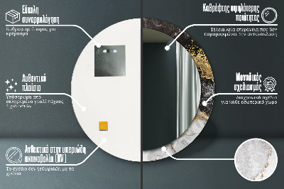 Dekorativ rund spegel Marmor och guld
