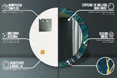 Dekorativ rund spegel Grön malakitmarmor