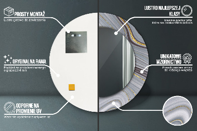 Dekorativ rund spegel Grå marmor