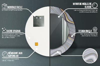Dekorativ rund spegel Grå marmor
