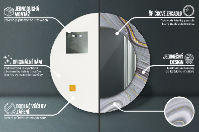 Dekorativ rund spegel Grå marmor
