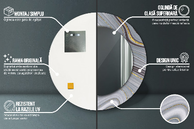 Dekorativ rund spegel Grå marmor
