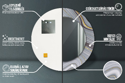 Dekorativ rund spegel Grå marmor