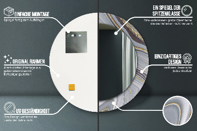 Dekorativ rund spegel Grå marmor