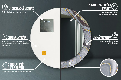 Dekorativ rund spegel Grå marmor