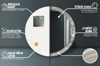 Dekorativ rund spegel Grå marmor