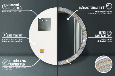 Dekorativ rund spegel Grå marmor
