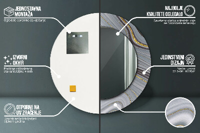 Dekorativ rund spegel Grå marmor