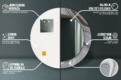 Dekorativ rund spegel Grå marmor