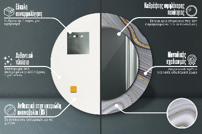 Dekorativ rund spegel Grå marmor