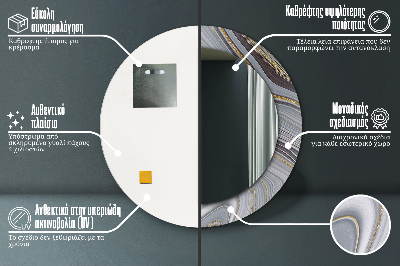 Dekorativ rund spegel Grå marmor