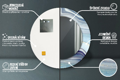 Dekorativ rund spegel Blå marmor