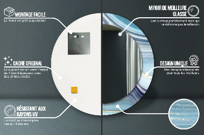 Dekorativ rund spegel Blå marmor