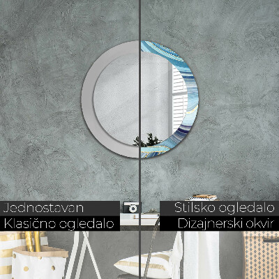 Dekorativ rund spegel Blå marmor