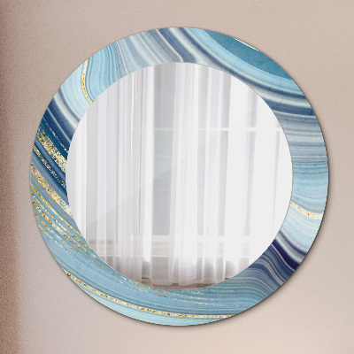 Dekorativ rund spegel Blå marmor