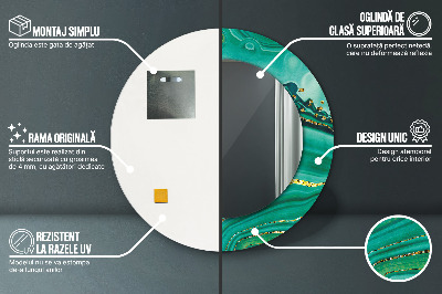 Dekorativ rund spegel med tryck Agat jaspis marmor