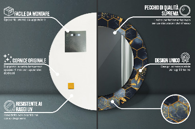 Dekorativ rund spegel Marmor hexagon