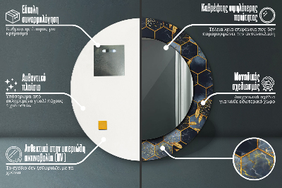 Dekorativ rund spegel Marmor hexagon