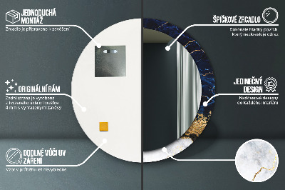 Dekorativ rund spegel Blå marmor