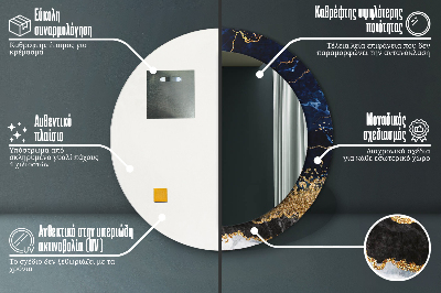 Dekorativ rund spegel Blå marmor