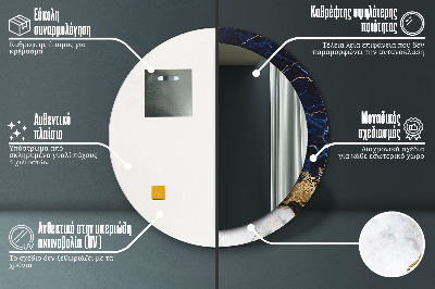 Dekorativ rund spegel Blå marmor