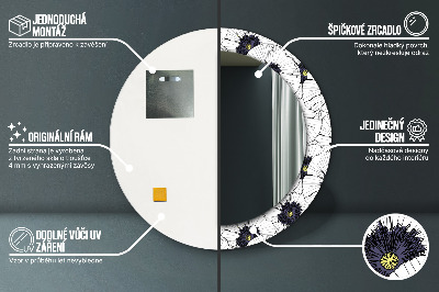 Rund spegel med tryck Linjära blommor sammansättning