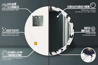 Rund spegel med tryck Linjära blommor sammansättning