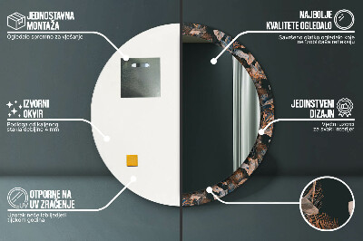 Dekorativ rund spegel Mörka tropiska löv