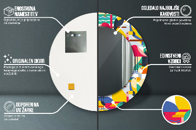 Dekorativ rund spegel Geometriska tropiska fåglar