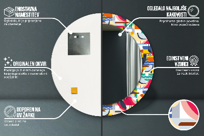 Dekorativ rund spegel Geometriska tropiska fåglar
