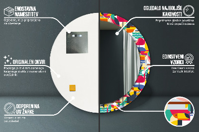 Dekorativ rund spegel Geometriska tropiska fåglar