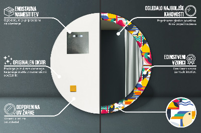Dekorativ rund spegel Geometriska tropiska fåglar
