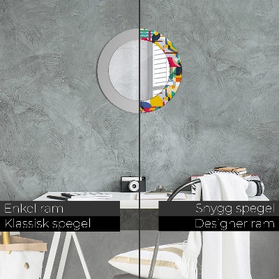 Dekorativ rund spegel Geometriska tropiska fåglar