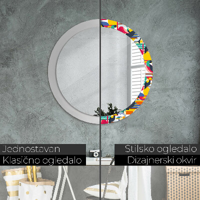 Dekorativ rund spegel Geometriska tropiska fåglar