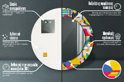 Dekorativ rund spegel Geometriska tropiska fåglar