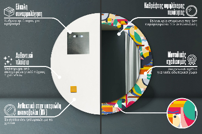Dekorativ rund spegel Geometriska tropiska fåglar