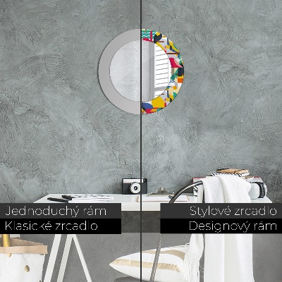 Dekorativ rund spegel Geometriska tropiska fåglar