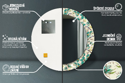 Dekorativ rund spegel Blommor och fåglar