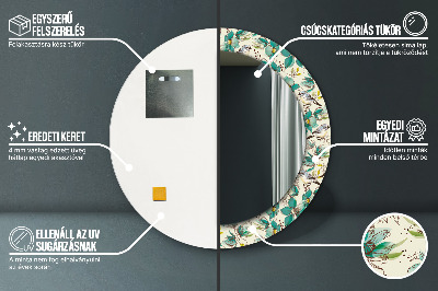 Dekorativ rund spegel Blommor och fåglar