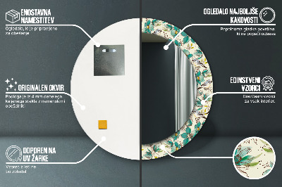 Dekorativ rund spegel Blommor och fåglar