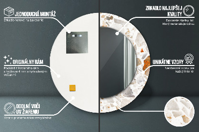 Dekorativ rund spegel med tryck Terrazzo bakgrund