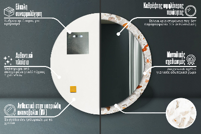 Dekorativ rund spegel med tryck Terrazzo bakgrund