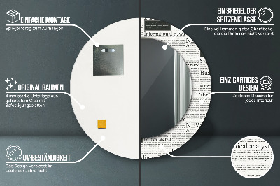 Dekorativ rund spegel Mönster från tidningar