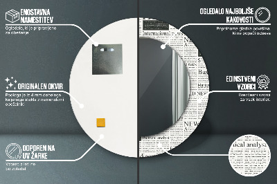 Dekorativ rund spegel Mönster från tidningar
