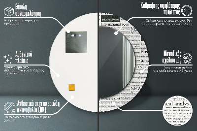 Dekorativ rund spegel Mönster från tidningar