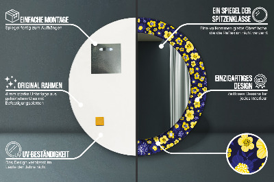 Dekorativ rund spegel Söta små blommor