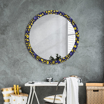 Dekorativ rund spegel Söta små blommor